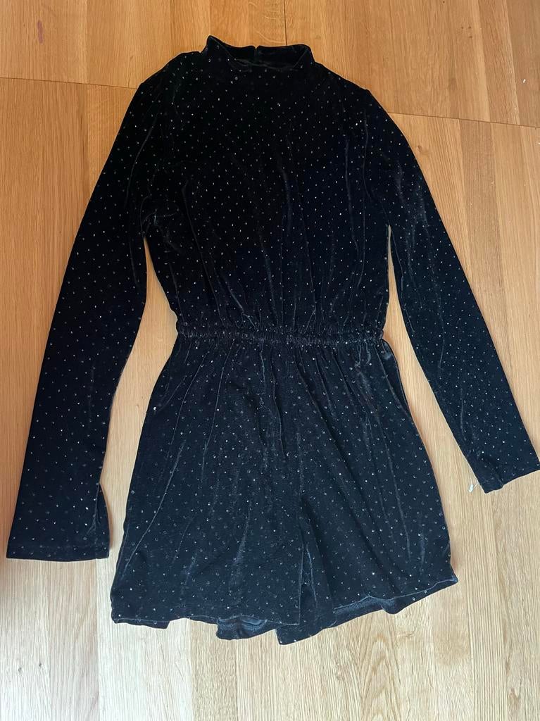 Zara Zwarte fluweel playsuit met strass maat 164, Ophalen of Verzenden, Zo goed als nieuw, Meisje, Broek