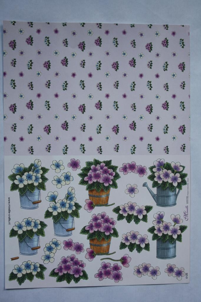 2 stuks knipvellen mireille bloemen in gieter en emmer7283, Ophalen of Verzenden, Nieuw, Natuur, Knipvel