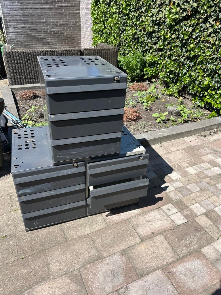 Metalen ladekasten (3 stuks), Huis en Inrichting, Kasten | Ladekasten, Ophalen, Gebruikt, 100 tot 150 cm, 50 tot 100 cm