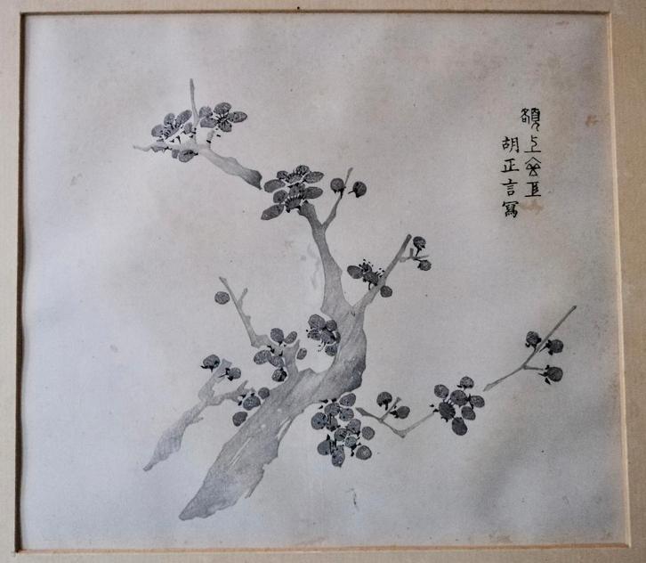 Japanse houtsnede bloesemtak, Antiek en Kunst, Kunst | Etsen en Gravures, Ophalen of Verzenden