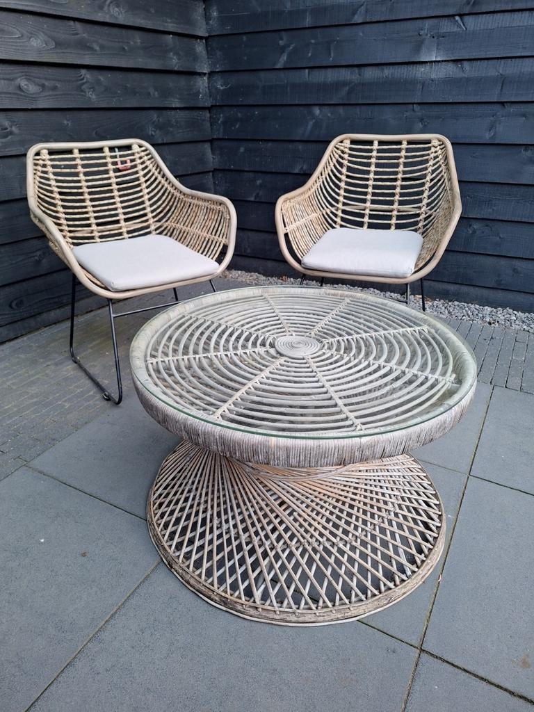 Rotan tuinset met 2 stoelen en ronde tafel, Ophalen