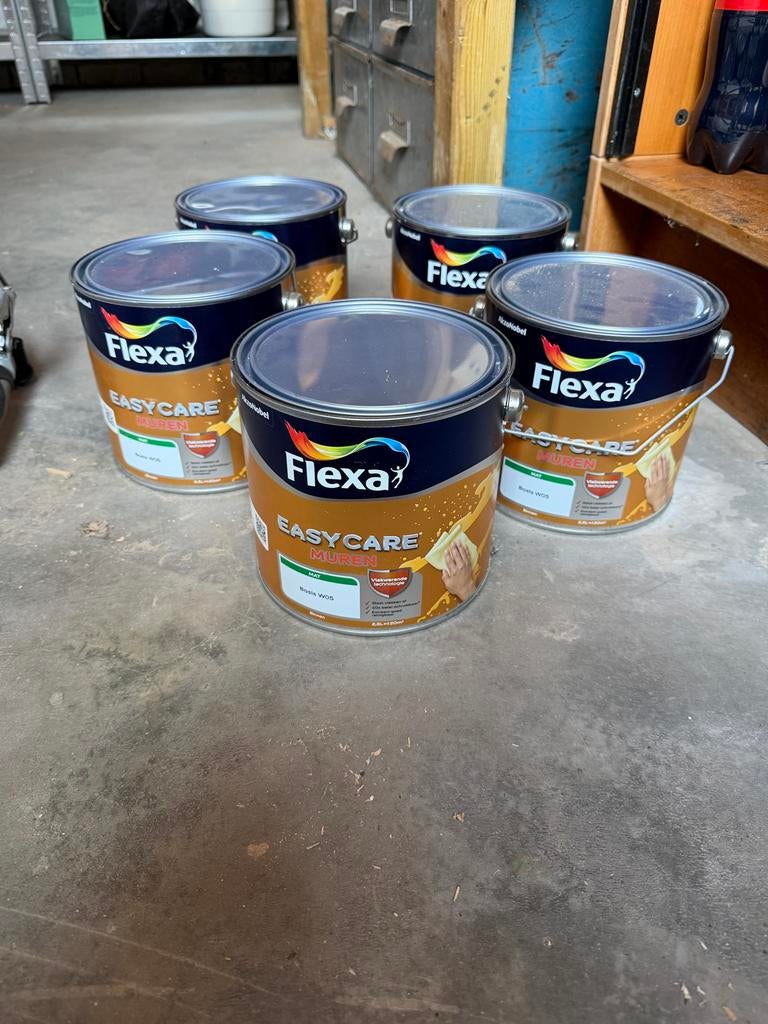 Flexa Easycare Muurverf Mat - 5 potten 2.5L - Beige, Ophalen, Beige, Nieuw, Verf