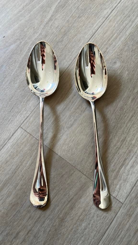 Verzilverde groentenlepels Keltum Hollands glad, Ophalen of Verzenden, Zilver