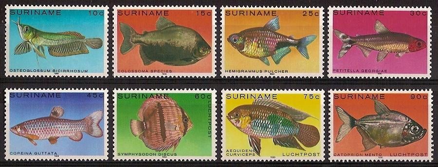 Suriname 216/23 postfris Vissen 1980, Postzegels en Munten, Postzegels | Suriname, Ophalen of Verzenden, Postfris