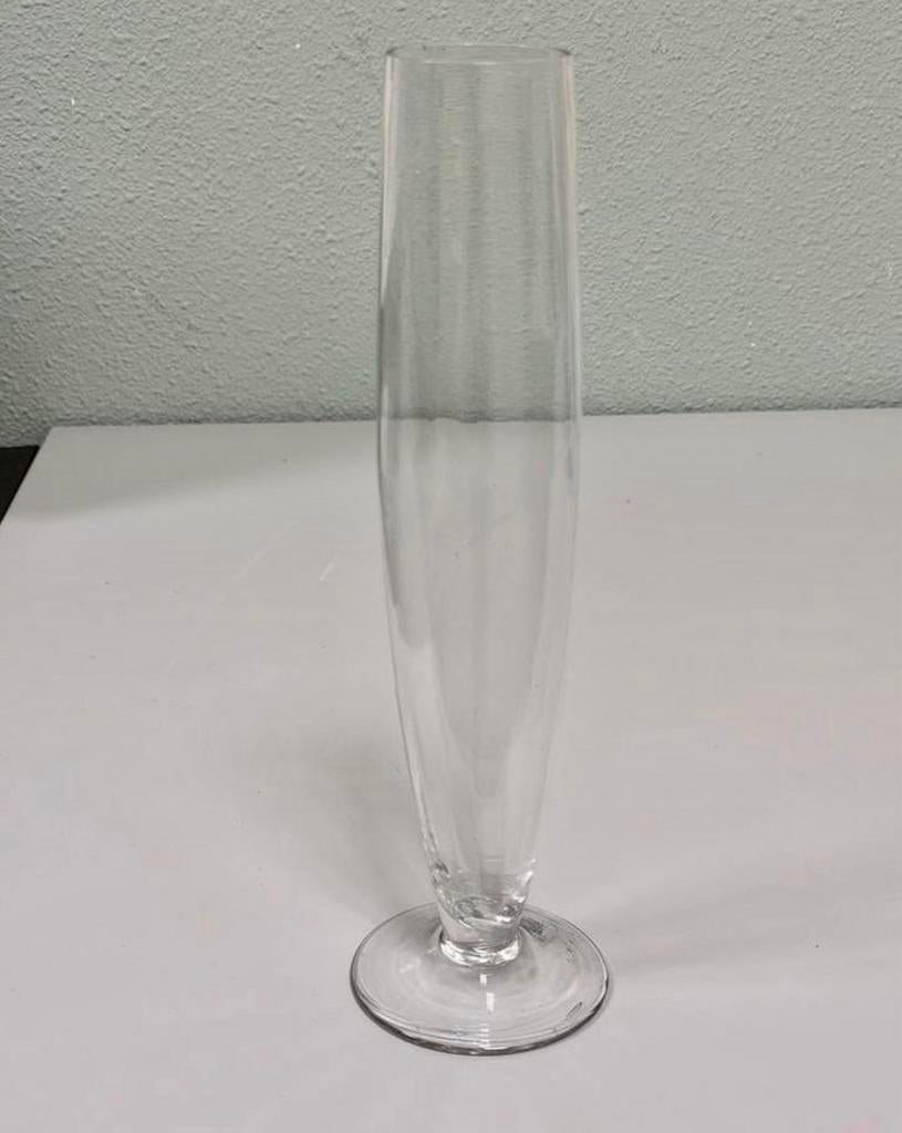 Vintage glazen vaas 30 cm hoog – helder glas bloemenvaas, Antiek en Kunst, Antiek | Vazen, Ophalen of Verzenden