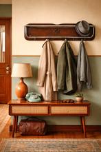 Vintage Wandkapstok Jaren '40-'60 Hout & Chroom, Wandkapstok, Gebruikt, Verzenden, Minder dan 100 cm