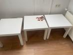 Drie witte IKEA bijzettafeltjes, Minder dan 45 cm, Minder dan 55 cm, Gebruikt, Vierkant