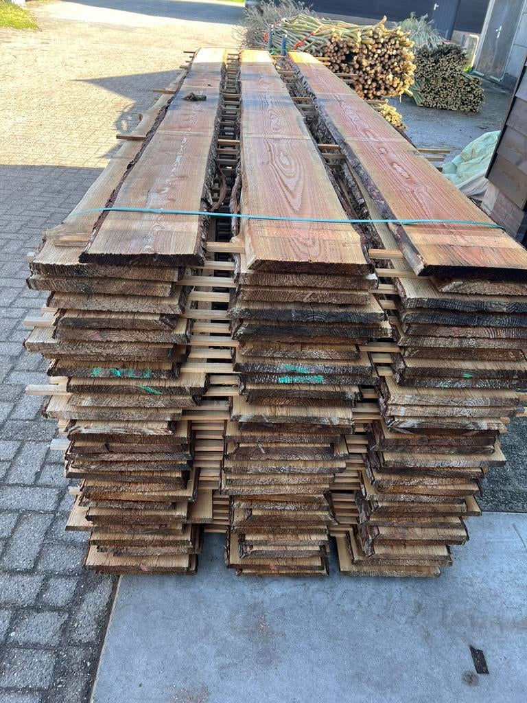 Lariks planken schaaldelen Boomstamplanken potdeksel wand