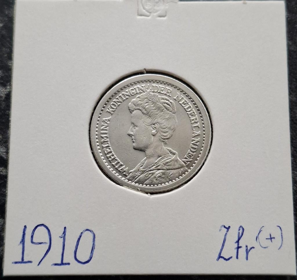 1/2 Gulden 1910 2e ( ruim Zfr ), Postzegels en Munten, Munten | Nederland, ½ gulden, Zilver, Ophalen of Verzenden, Koningin Wilhelmina