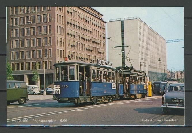 NZH Blauwe Tram No770 Amsterdam Foto/Ansichtkaart Tram t-182, Verzamelen, Ophalen of Verzenden, Zo goed als nieuw, Tram, Kaart of Prent