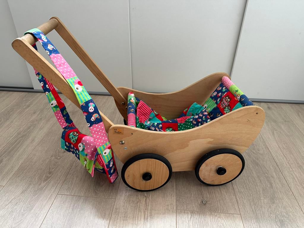 Houten poppenwagen pinolino, Ophalen, Gebruikt