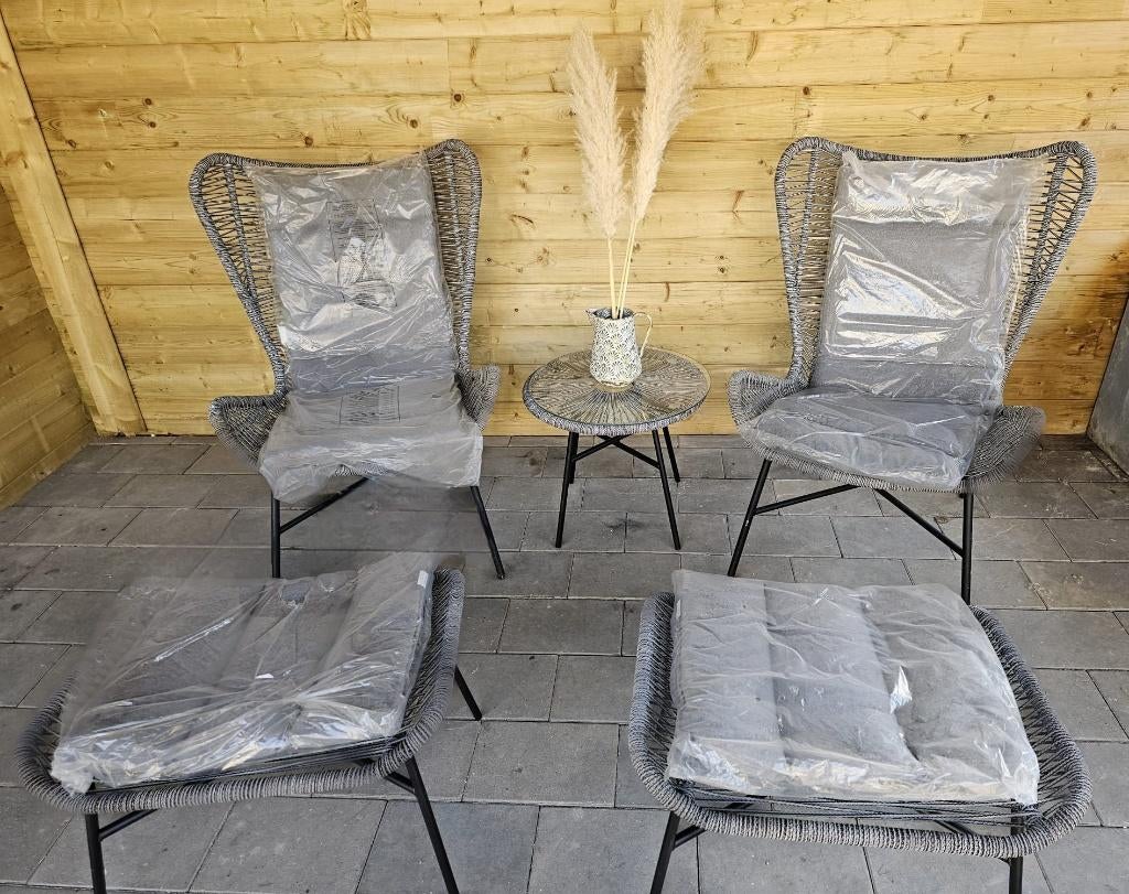 NIEUWE Loungeset Milan, Grijs !, Ophalen, Nieuw, Hocker, Loungeset