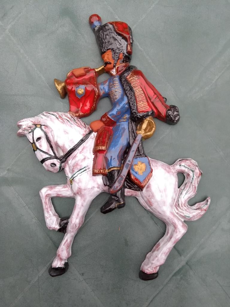 Vintage Perignem Vandeweghe wand plastiek ruiter te paard, Antiek en Kunst, Ophalen of Verzenden