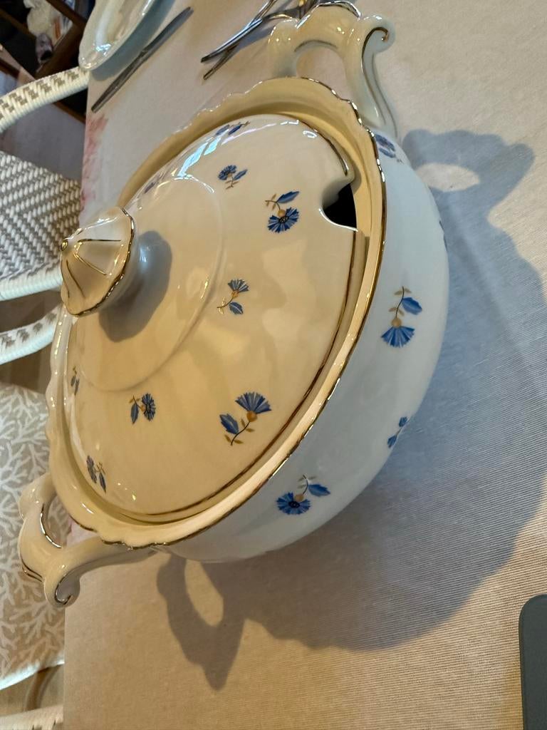 Antieke soepterrine met blauwe bloemetjes Mitterteich, Ophalen of Verzenden