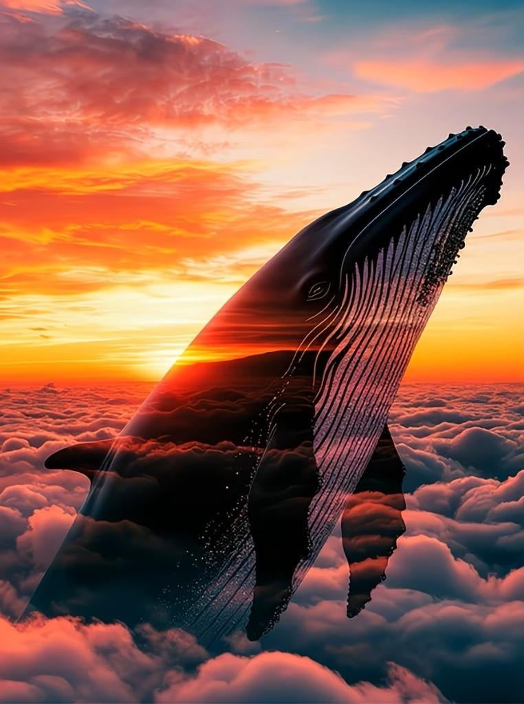 nr 173 Diamond Painting walvis wolken 40x30cm (vierkant), Nieuw, Meerkleurig, Ophalen of Verzenden, Overige materialen