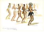 Litho Paul Daxhelet Volksdansen Belgisch Congo 1935, Antiek en Kunst, Ophalen of Verzenden
