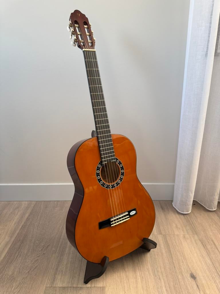 Valencia gitaar set - incl. hoes + standaard + beensteun, Ophalen, Zo goed als nieuw, Klassieke of Spaanse gitaar, Met koffer