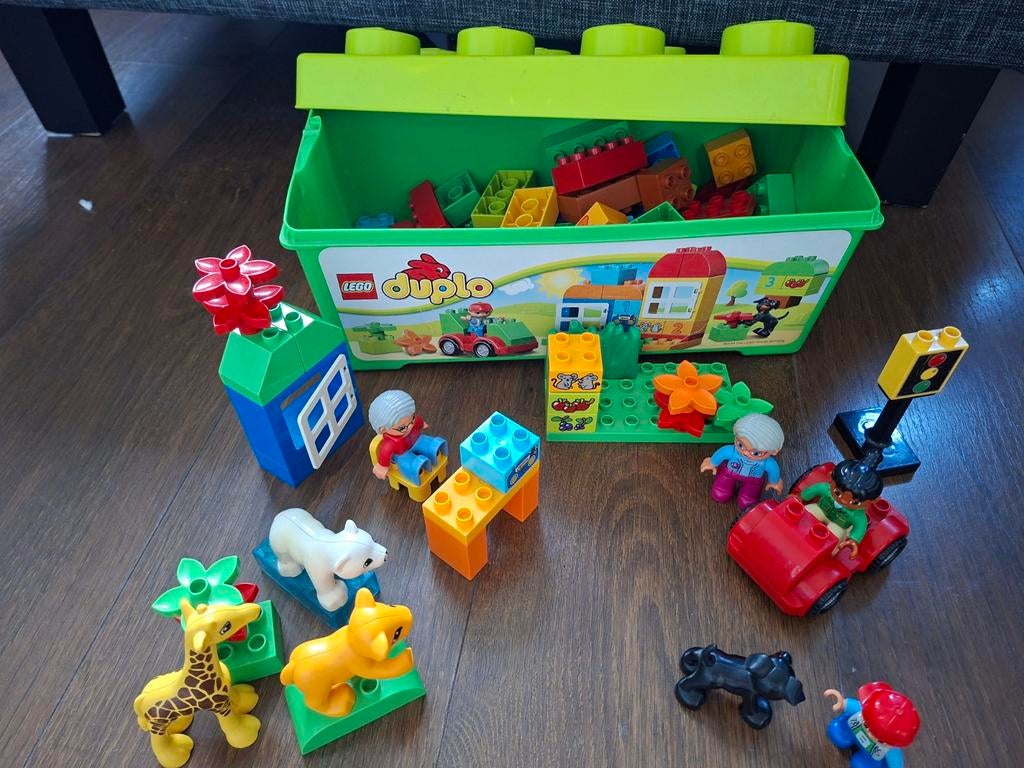 Doos LEGO Duplo met blokken, poppetjes en dieren, Kinderen en Baby's, Speelgoed | Duplo en Lego, Inclusief minifiguren, Gebruikt