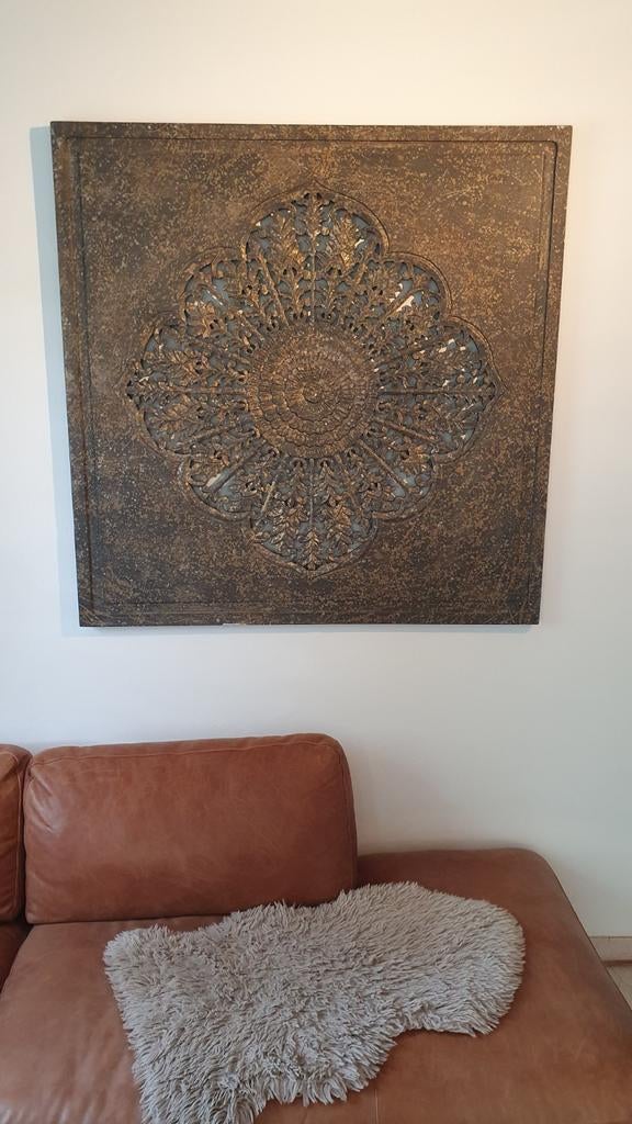 Groot wandpaneel mandala 121x121 cm, sfeervolle decoratie, Ophalen, Boho, Hout, Decoratieobject