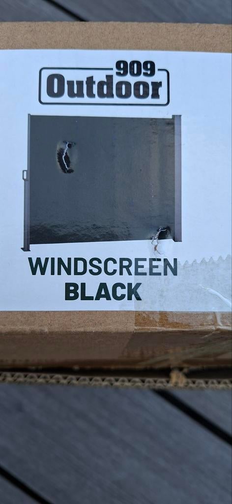 Zwart windscherm oprolbaar nieuw in doos, Tuin en Terras, Ophalen of Verzenden, Nieuw, Afdekzeil