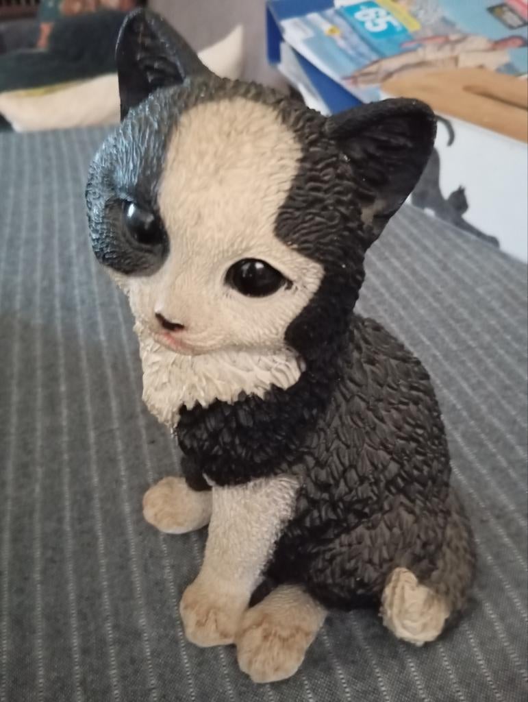 Zwart-witte kat beeldje, 20 cm hoog, Castagna Italië 1988, Verzamelen, Ophalen