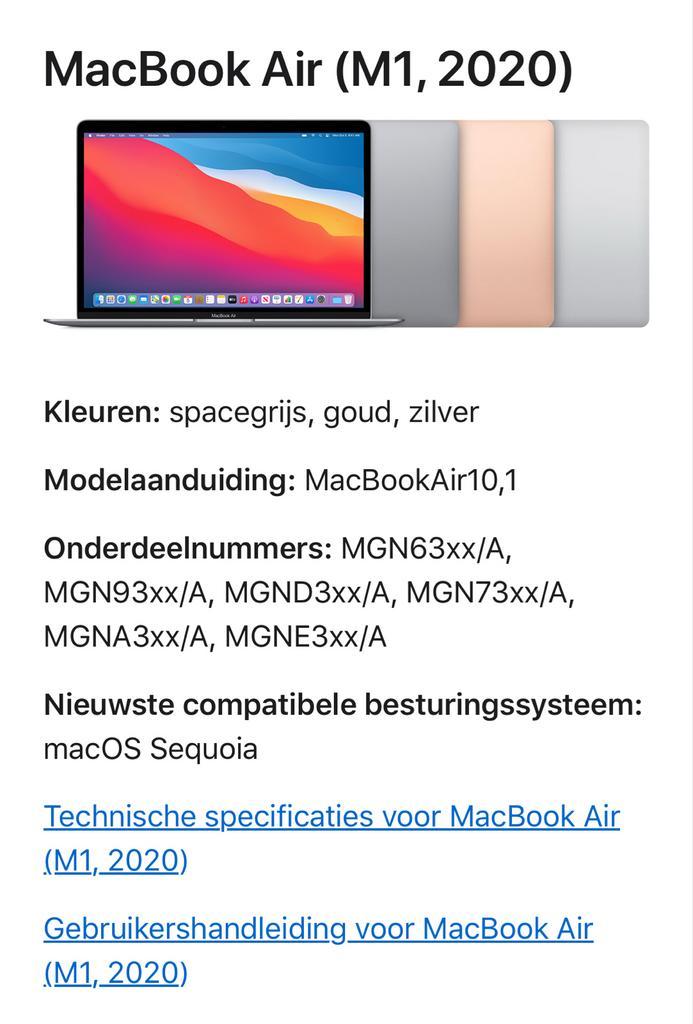 MacBook Air M1 (2020), Computers en Software, Apple Macbooks, Zo goed als nieuw, MacBook Air, 13 inch, 3 tot 4 Ghz, 256 GB, 8 GB