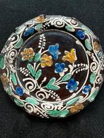 Antiek sgraffito MAJOLICA ca 1850 aardewerk slibdecor bord, Ophalen of Verzenden