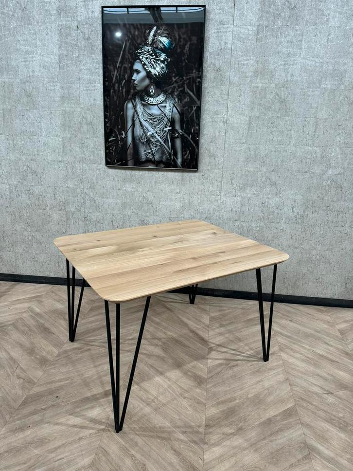 Kleine eiken eettafel met hairpin pootjes 120x100 *nieuw, Huis en Inrichting, Tafels | Eettafels, Nieuw, 50 tot 100 cm, 100 tot 150 cm