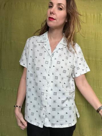 Vintage blouse / shirt - katoen / linnen - print - 38/M beschikbaar voor biedingen