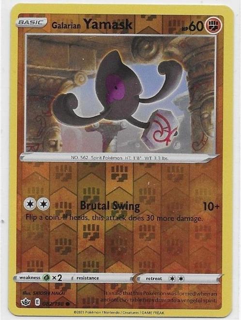 Chilling Reign,  Galarian Yamask [reverse] 82/198, Hobby en Vrije tijd, Verzamelkaartspellen | Pokémon, Nieuw, Losse kaart, Verzenden