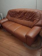 bruin cognac leder kleur, Huis en Inrichting, Banken | Bankstellen, Ophalen, Gebruikt, 75 tot 100 cm, Leer
