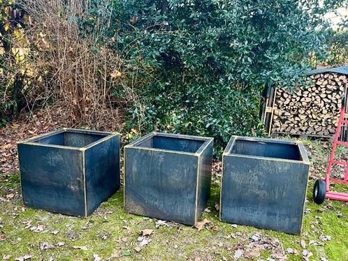 Cortenstaal plantenbak met bodem, 70x70x67 cm, Tuin en Terras, Bloembakken en Plantenbakken, Nieuw, Metaal, Balkon, Tuin, 60 cm of meer