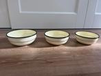 Set van 3 emaille schalen, beige met groen en goud, Antiek en Kunst, Antiek | Emaille, Ophalen of Verzenden