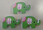 3 figuur knopen "olifant " groen, Ophalen of Verzenden, Nieuw, Knoop of Knopen