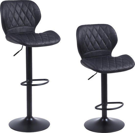 Alora barkruk alice zwart 2 per set barstoelen barset, Huis en Inrichting, Barkrukken, Nieuw, 60 tot 90 cm, Leer, 1 kruk, In hoogte verstelbaar