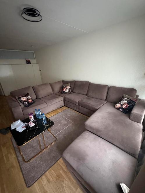 Luxe bank beige/creme, Huis en Inrichting, Banken | Bankstellen, Zo goed als nieuw, Hoekbank, Vierpersoons of meer, Stof, Ophalen