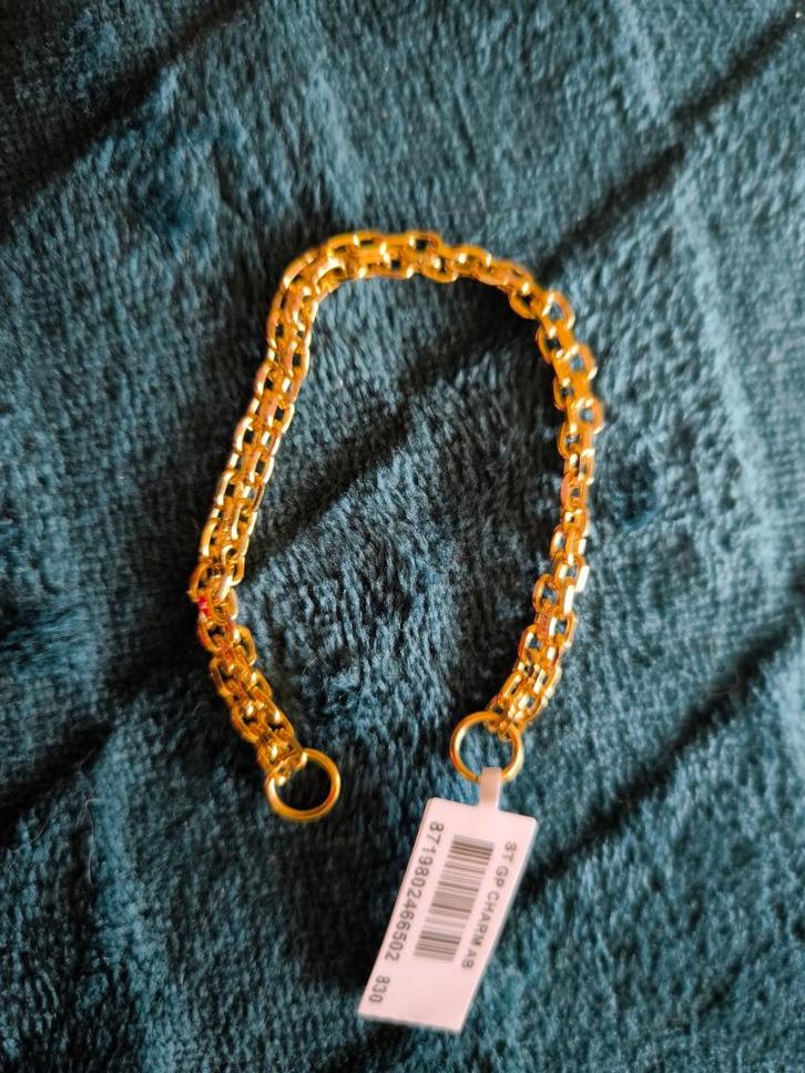 Lucardi Stalen goldplated schakelarmband voor dames, Sieraden, Tassen en Uiterlijk, Armbanden, Nieuw, Staal, Goud, Ophalen of Verzenden