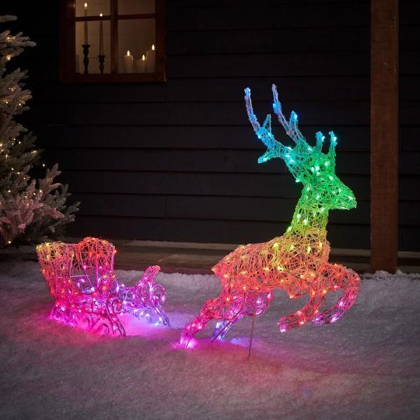 Twinkly kerstverlichting Rendier met Slee, Diversen, Kerst, Zo goed als nieuw, Ophalen