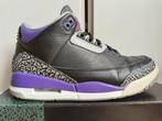 Nike Air Jordan 3 Black & Court Purple maat 44, Zwart, Ophalen of Verzenden, Sneakers of Gympen, Gedragen
