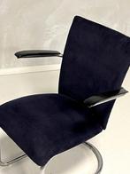 Gebr De Wit 1018 fauteuil vintage design donkerblauw ribstof, Minder dan 75 cm, Gebruikt, Vintage, Ophalen of Verzenden