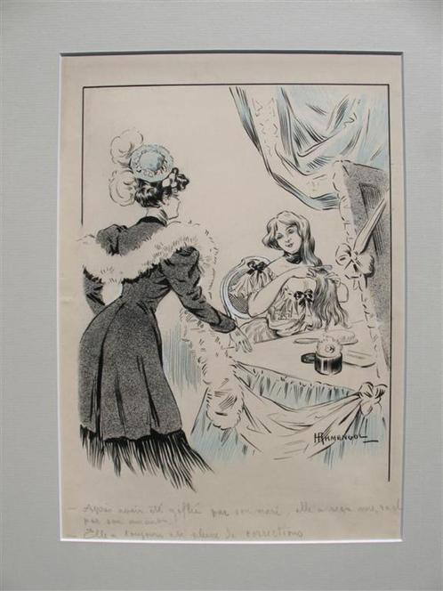 Tekening, Antiek en Kunst, Kunst | Tekeningen en Foto's, Ophalen of Verzenden