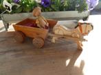 oude houten paard met wagen en een koetsier, Antiek en Kunst, Ophalen of Verzenden