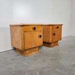 Vintage Art Deco nachtkastjes set, Huis en Inrichting, Gebruikt, Ophalen of Verzenden, 45 tot 65 cm, Minder dan 55 cm