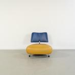 1x Leolux Pallone Fauteuil Okergeel/Blauw Leer - Chroom, Huis en Inrichting, Fauteuils, Niet ingevuld, Niet ingevuld, 75 tot 100 cm