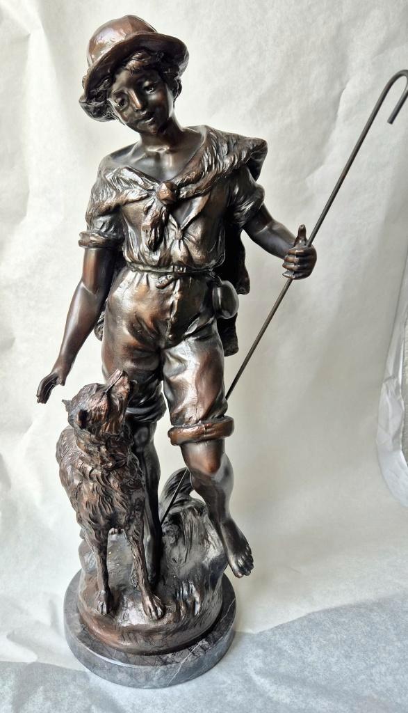 Francois Moreau; beeld van schaapsherder met hond, Antiek en Kunst, Kunst | Beelden en Houtsnijwerken, Verzenden