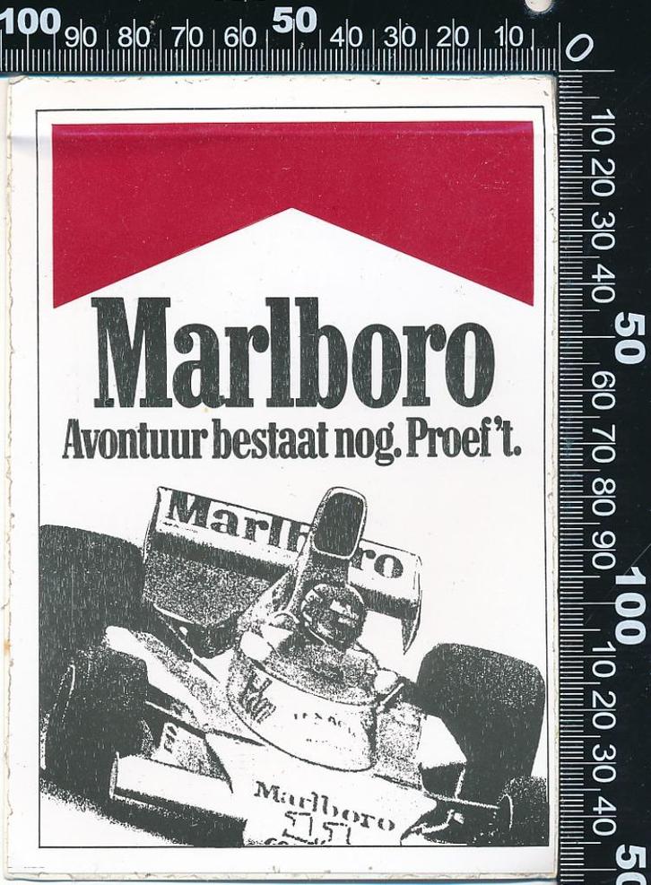 Sticker: Marlboro - Formule 1 - Avontuur bestaat nog (2), Verzamelen, Stickers, Zo goed als nieuw, Auto of Motor, Ophalen of Verzenden