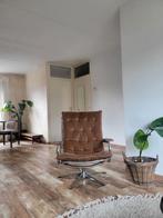 Jaren 70 fauteuil- stoel met ligstand velvetstof, Hoofdstraat 70 terborg, Vintage, 75 tot 100 cm, Zo goed als nieuw