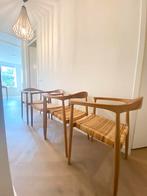 Teak houten stoelen 4 stuks met rotan zitting japandi, Huis en Inrichting, Ophalen, Riet of Rotan, Gebruikt, Bruin
