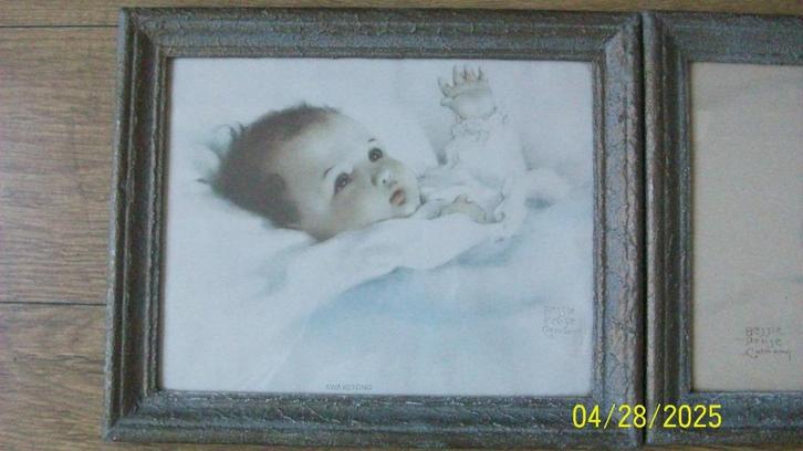 2 Prenten van Bessie Peage in brocante lijsten met glas, Antiek en Kunst, Curiosa en Brocante, Ophalen of Verzenden