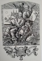 Exlibris /gel.graf. W. Stanishevsky, kunstenaar, weegschaal, Antiek en Kunst, Kunst | Etsen en Gravures, Verzenden